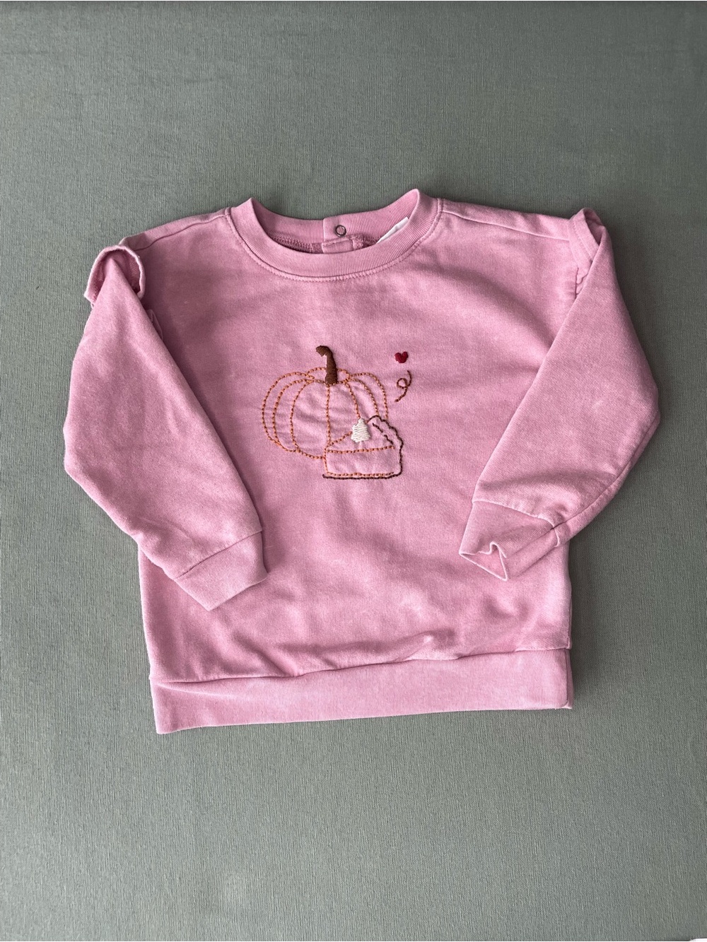 Upcycled Kids Pink Shirt With Hand-Stitched Fall Details